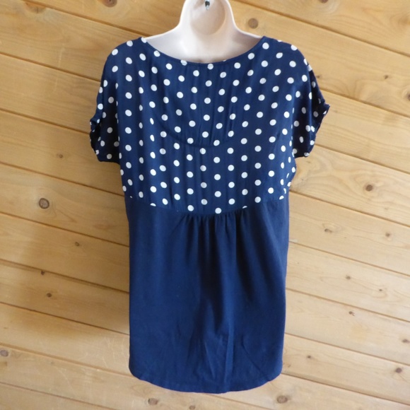 Porridge Anthropologie Navy Blue Elva Polka Dot V-neck Tunic Shirt Casual Top S - Picture 5 of 8